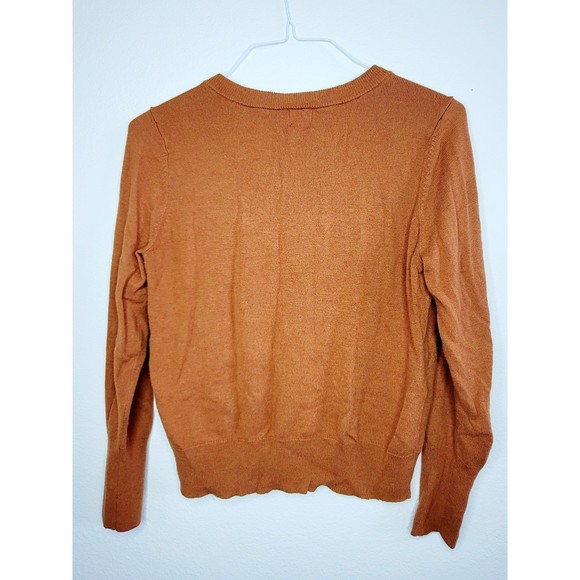 A New Day Burnt Orange M V Neck Medium Long Sleeve Shirt - Picture 2 of 3
